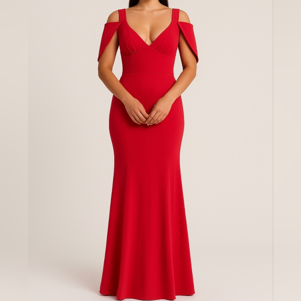 ABS by Allen Schwartz Red Shoulder Detail Dress size‎ small